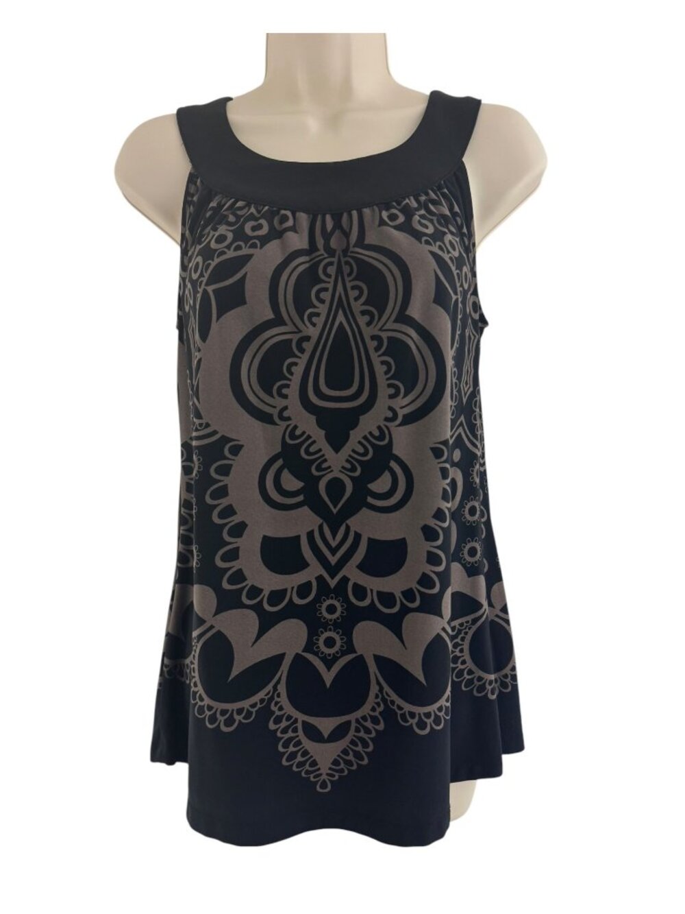 Apt. 9 Black Brown Printed Halter Babydoll Tank Top Shirt Blouse Summer Size S - Picture 1 of 8